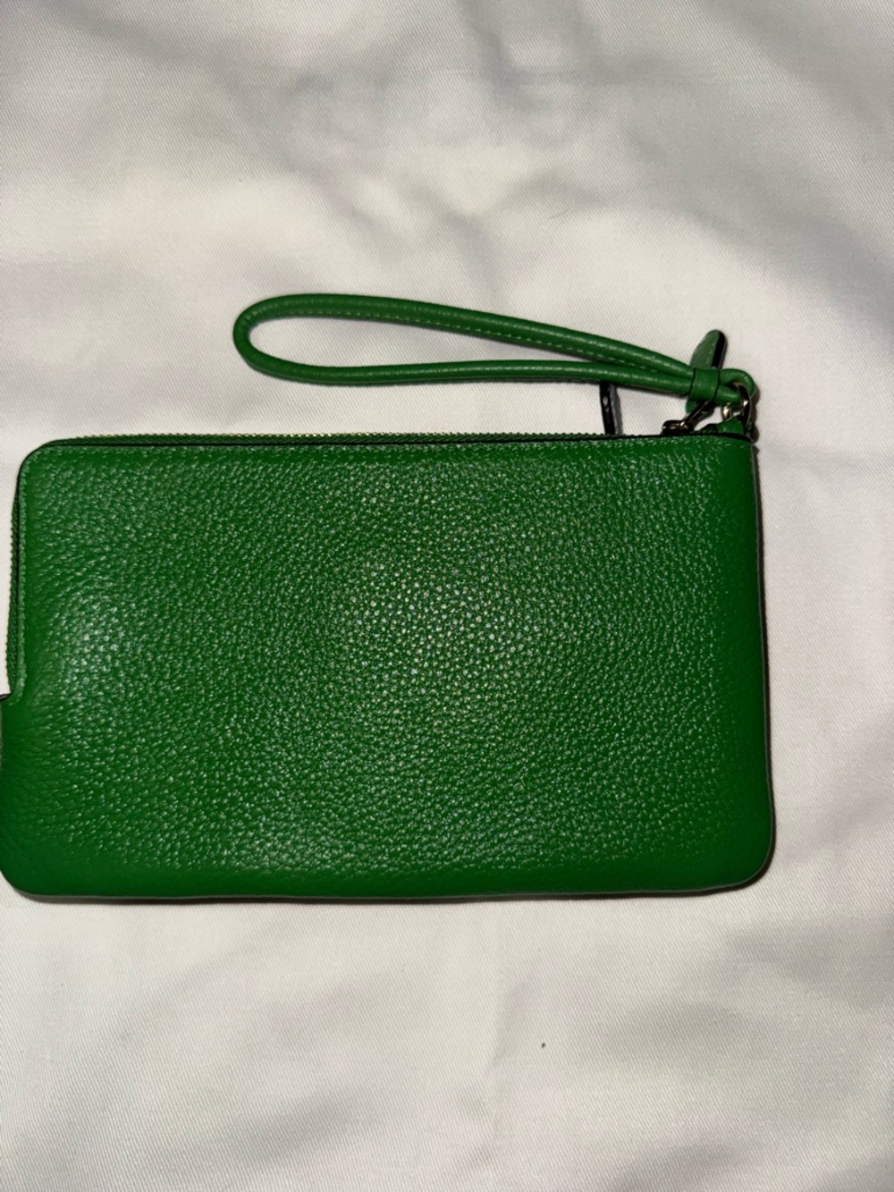 Coach Double Zip Wristlet Green Gray - Picture 3 of 8